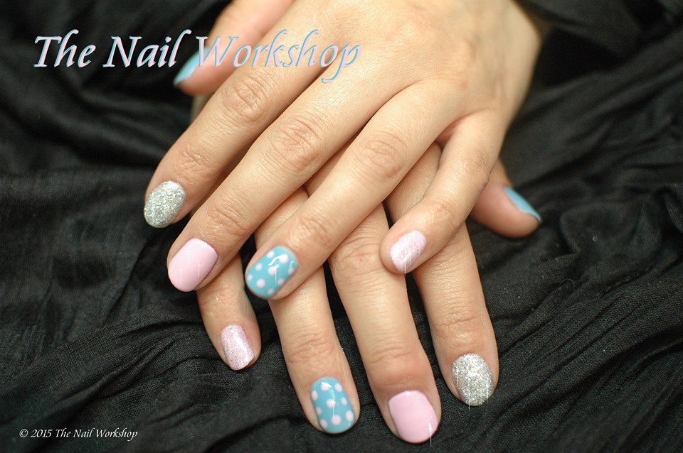 Gelish and Shellac, dots and glitter